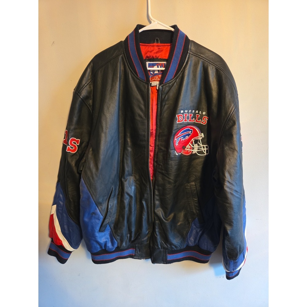 Vintage NFL G-III Carl Banks Buffalo Bills Leather Jacket Size Large XL
